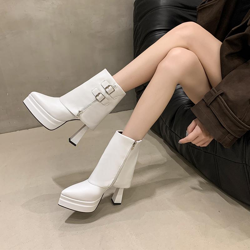 Niche Boots Heightened Platform Single Boots for Women