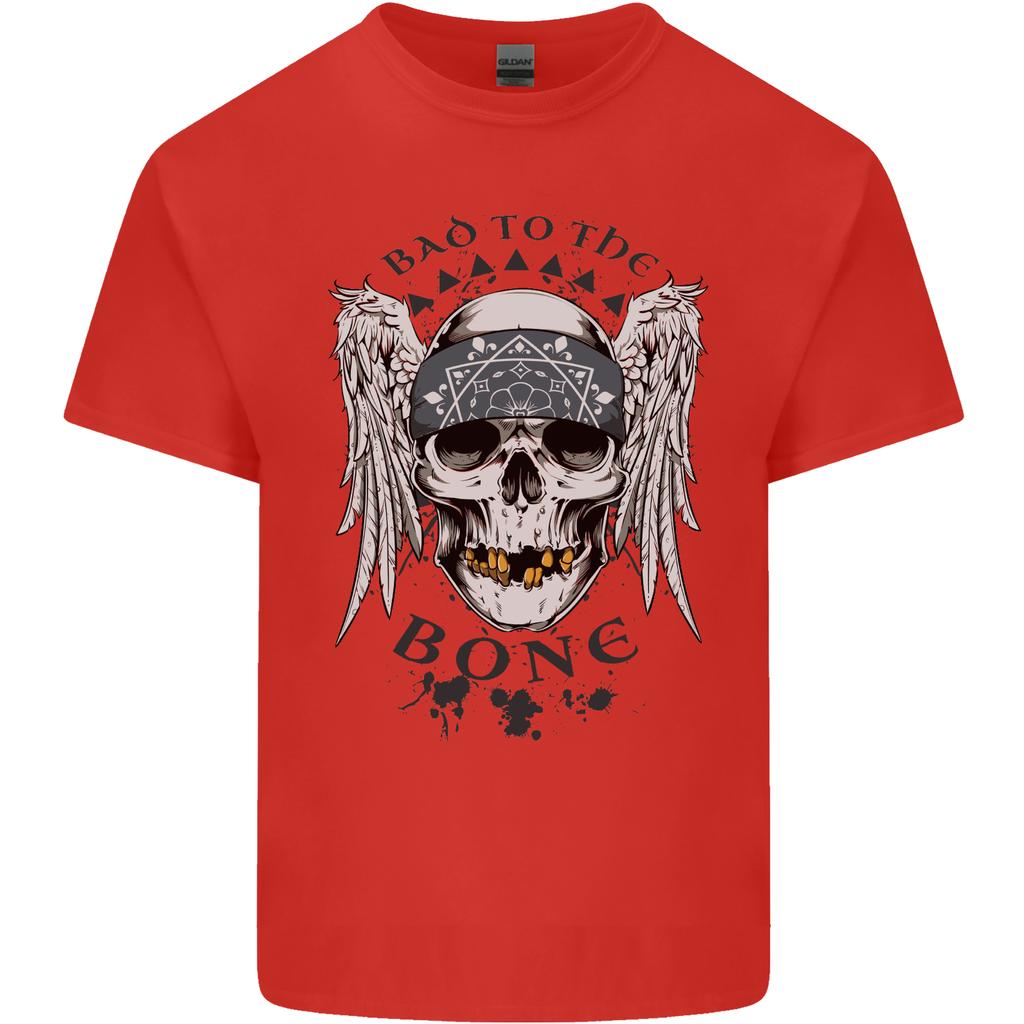 Bad To the Bone Biker Skull Angel Motorbike Unisexs Light Cotton TShirt