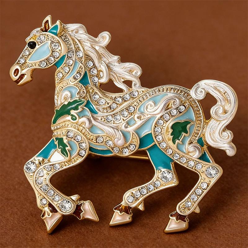 Luxury Strong Horse Brooches For Women Unisex 4-Color Elegant Enamel Animal Year Of The Horse Brooch Pins Gifts