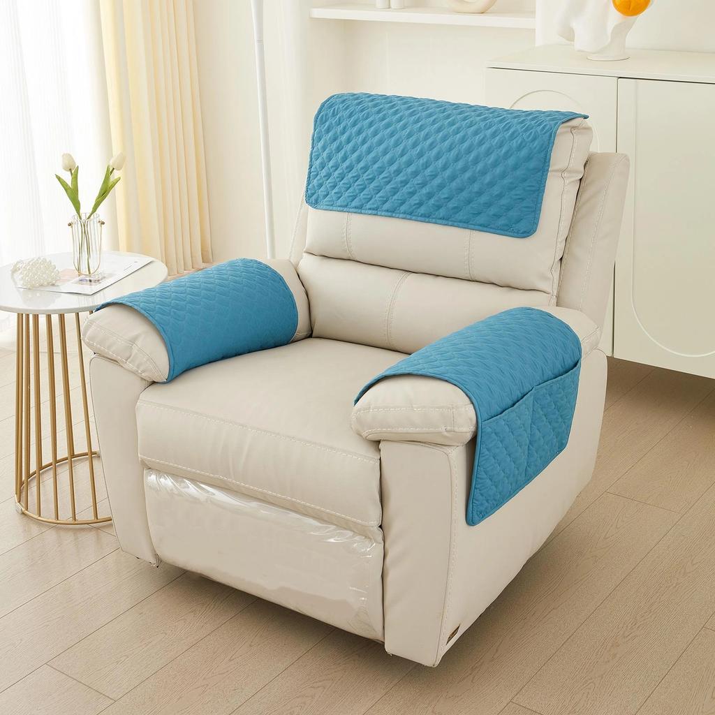 Sofa Armrest Towel Set 3 Pieces With Storage Pocket For Couch Chair Cushion Headrest And Armrest Cover Comfortable Soft Fabric Home Decor