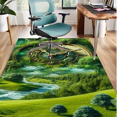 Clock In Nature Landscape Rug Office Chair Mat Eco Friendly Indoor Decoration Anti Slip Carpet Can Be Machine Washed