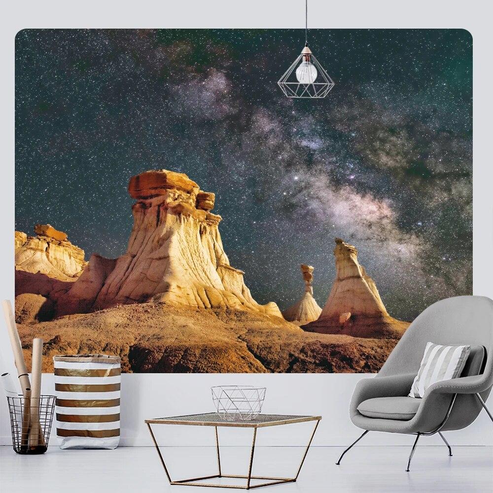 Starry Sky Wall Hanging Psychedelic Scene Mandala Witchcraft Tapestry Hippie Bohemian Decorative Tapestry Yoga Mat Mattress