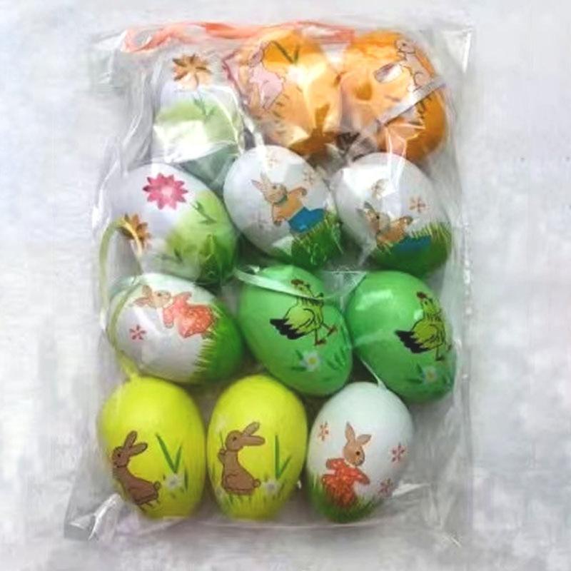 12Pcs Easter Colorful Eggs Handmade Art Ornament Decorative Crafts Supplies for Children Adults DIY Photo Props