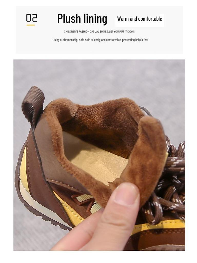 2025 Winter Kids' Sports Shoes: Versatile Boys' Casual with Velvet, Girls' Thin Velvet German Trainers