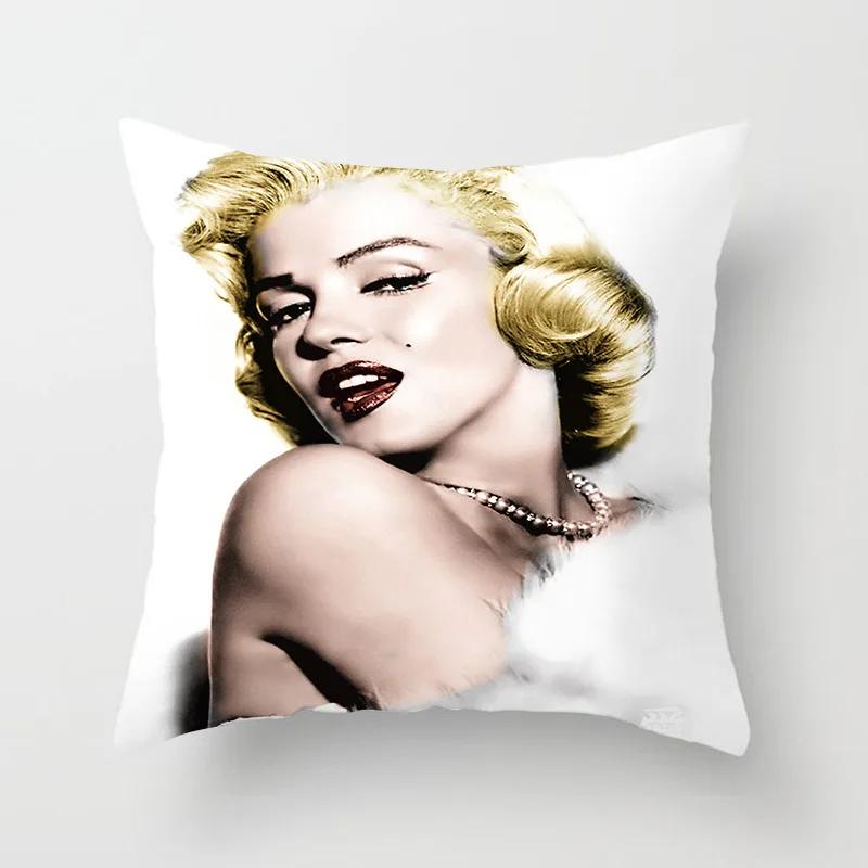 Marilyn Monroe Cushion Cover Decorative Polyester Sofa Throw Pillow Cover Retro Women Super Stars Pillowcase Home Decor 45X45CM