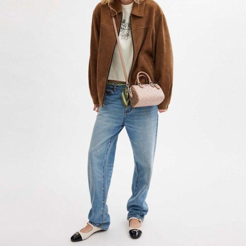 Coach Rowan 18 Brand Logo Detachable Shoulder Strap Boston Bag Women handbag Milk-Tea CW330-SVXCU
