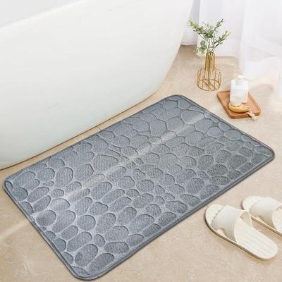 Coral Fleece Cobblestone Embossed Bath Mats - Absorbent, Simple Solid Color Door Mats