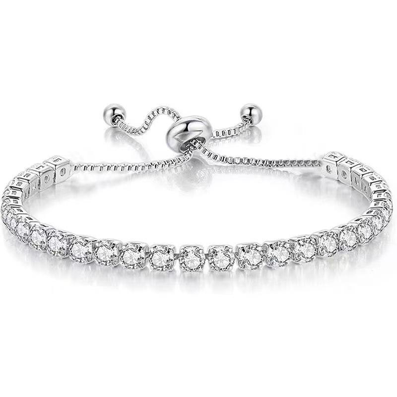 Stainless Steel Zircon Inlaid Adjustable Bracelet - Fashionable, Elegant, Colorful Hand Jewelry
