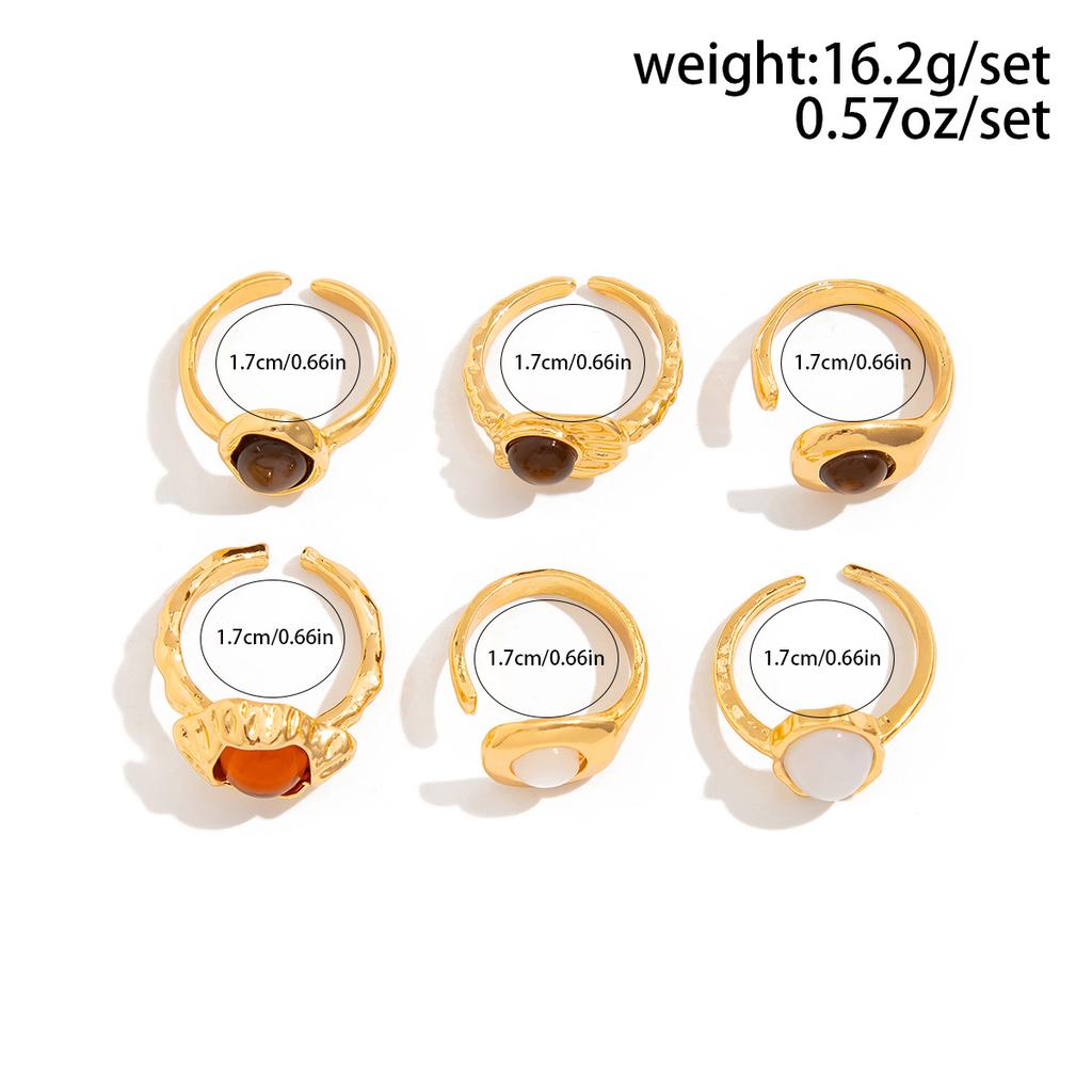 6Pcs Punk Exaggerated Metal Finger Rings Set for Women Men Vintage Flower Pearl Crystal Europe America Open Rings Luxury Jewelry