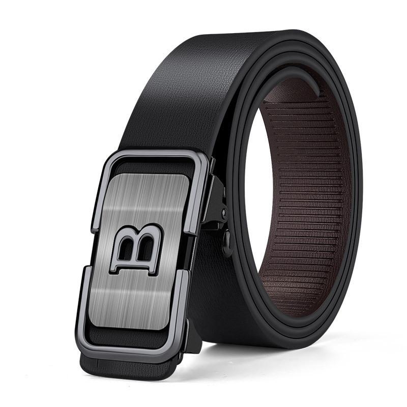 Popular Men's Belt, Toothless Automatic Buckle Belt Inside, Middle-aged and Young Leisure Business Belt