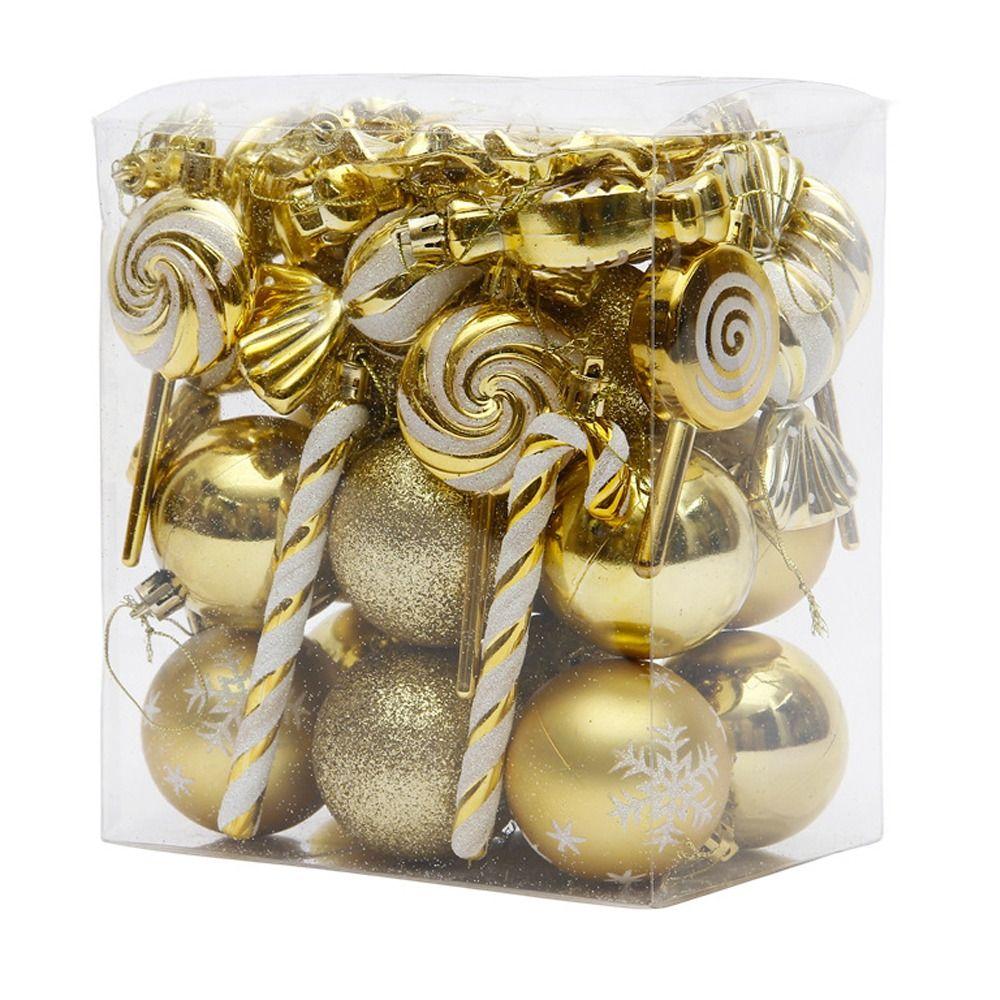 36PCS Electroplated Candy Cane Ornaments Shatterproof Lollipop Hanging Balls  Party Favors
