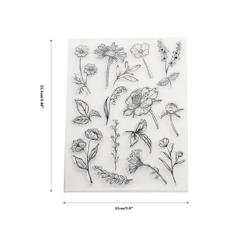 Flower-Leaves Transparent Stamp Seal Flower Clear Stamps DIY Cards Album-Decor