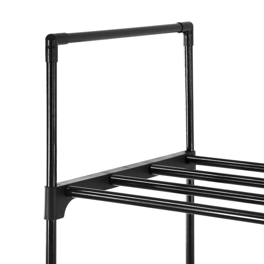 Slim Shoe Cabinet, Metal Shelf, Foldable Shoe Rack, Black Frame
