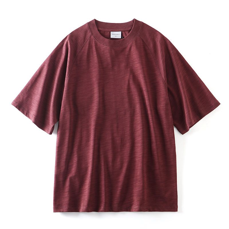 Slub Cotton T-shirt Men s Short Sleeve Summer Pure Cotton Heavy Weight American Retro Bottoming Shirt Export Export Cotton T-shirt Red L