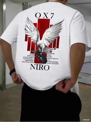 Men Women Rapper Niro OX7 Album Pattern Printed T-shirt Hip-hop Fashion Pop Music Casual Cotton Short Sleeved Street Wear