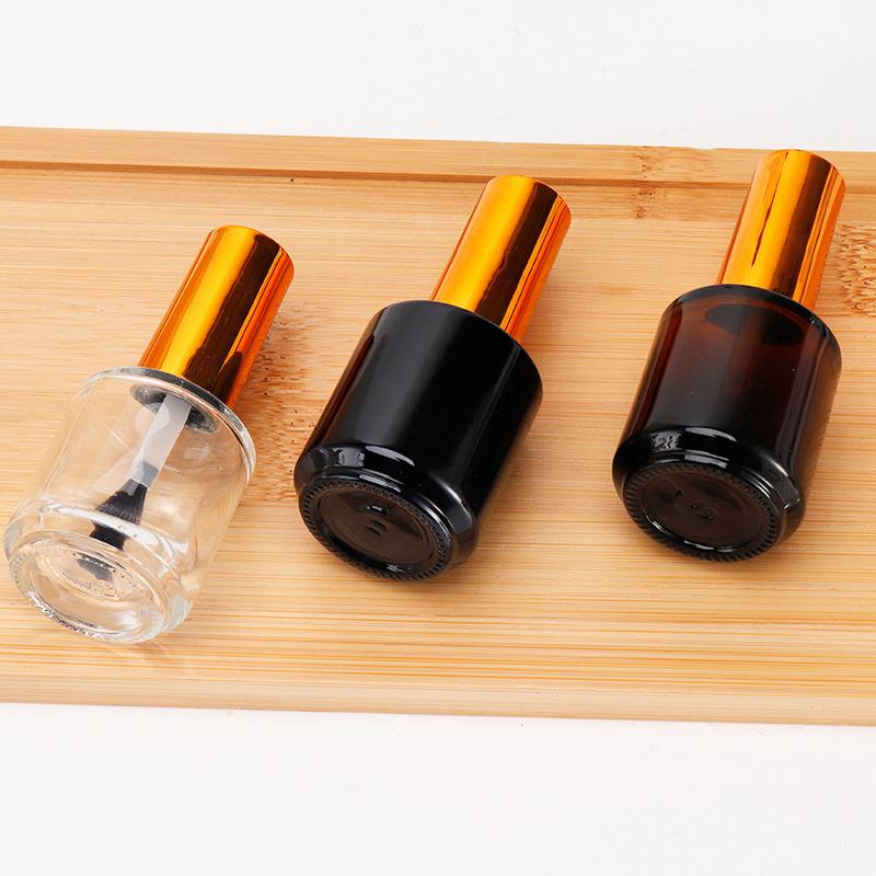 15Ml Empty Nail Polish Bottle With Brush Gold Cover Refill Bottle Glue Bottle Small Sample Nail Gel Polish Containers Glass