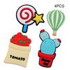 4PCS PVC Soft Plastic Color Printing Three-Dimensional Plant Food Cartoon Home Decor Fridge Magnet Refrigerator Decoration Gift
