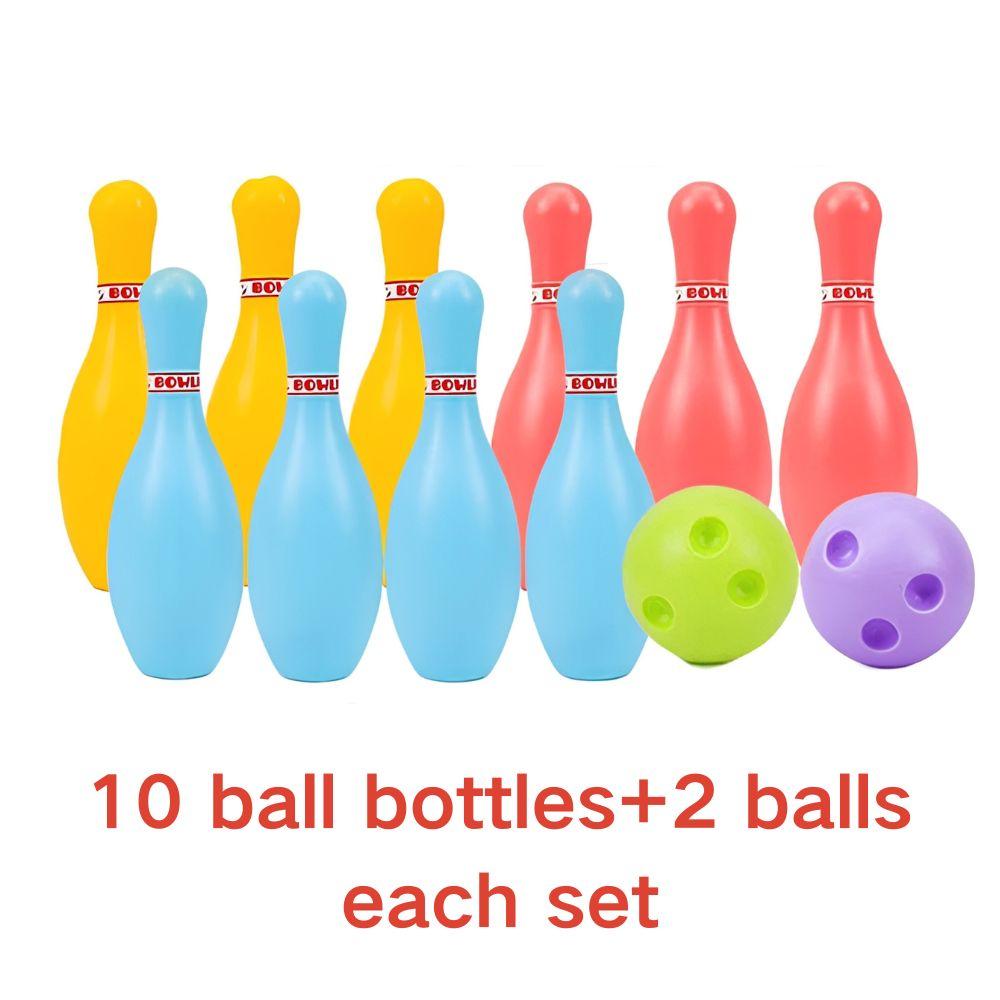 1/2 Sets Plastic Bowling Set, 10Pcs Colorful Bowling Pins with 2 Balls, Indoor Outdoor Bowling Sports Activity Supplies YMY