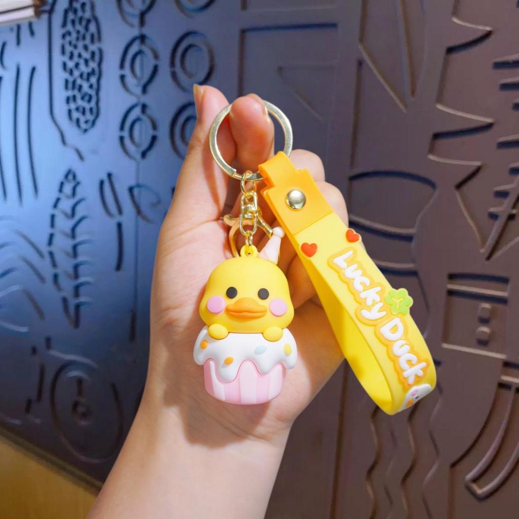 Entzückender Enten-Schlüsselanhänger: Weicher Gummi-Tier-Persönlichkeits-Anhänger für Taschen, Autos und mehr