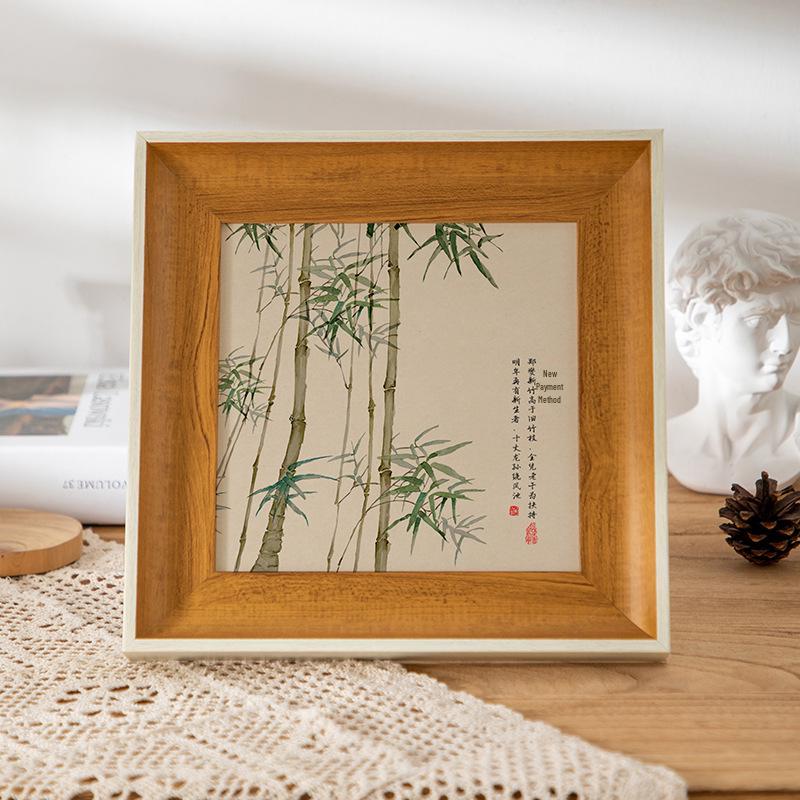 Vintage Square Chinese Style Photo & Calligraphy Frame: Creative Retro Tabletop or Wall Decoration