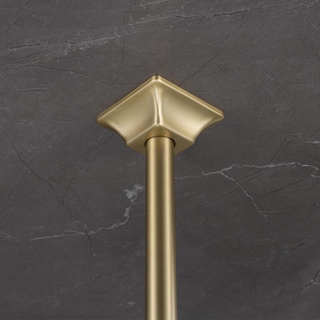 Stainless Steel Shower Arm Wall Mounted Shower Head Extension Pipe Bathroom Accessories 16 Inch Black Brushed Gold Plated