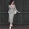 New Arrivals Open Run Women Slim Fit Sleeveless Long Dress Mini Cardigan Set