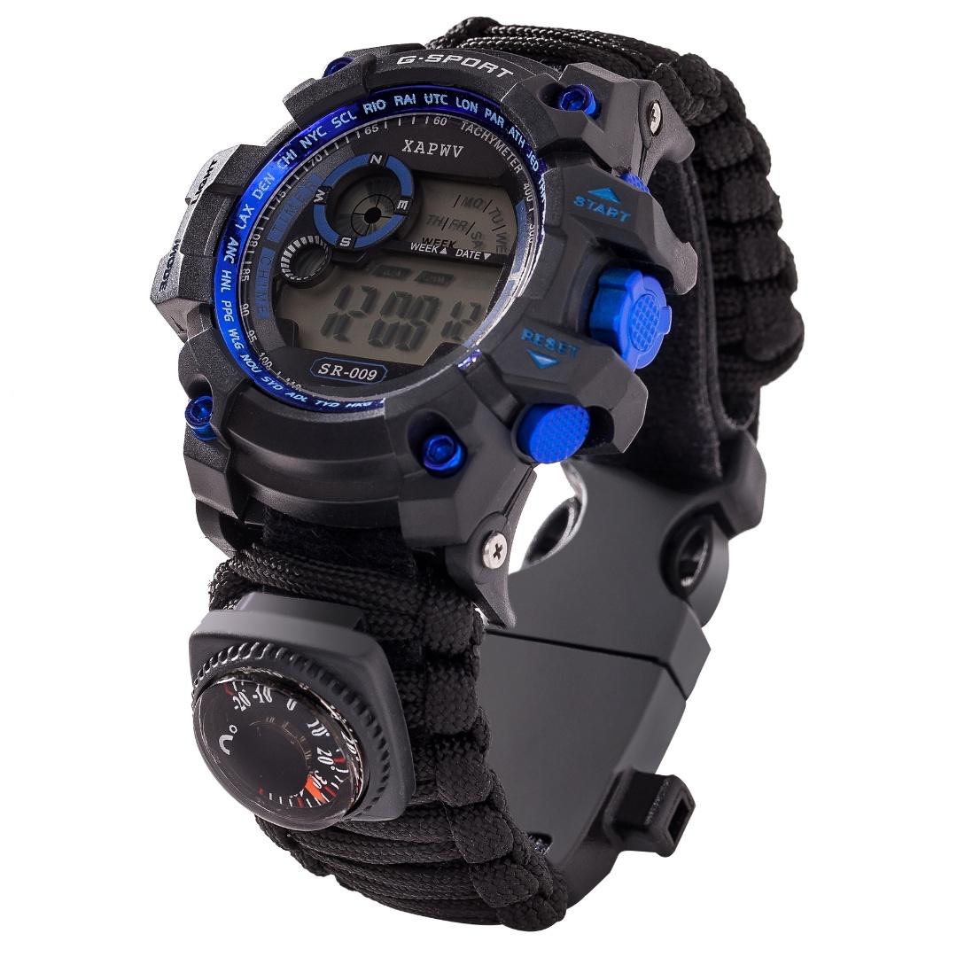 

Аналоговые цифровые часы с двойным дисплеем, многофункциональные, с открытой кнопкой, водонепроницаемые электронные часы, подходящие для использования на открытом воздухе чёрный