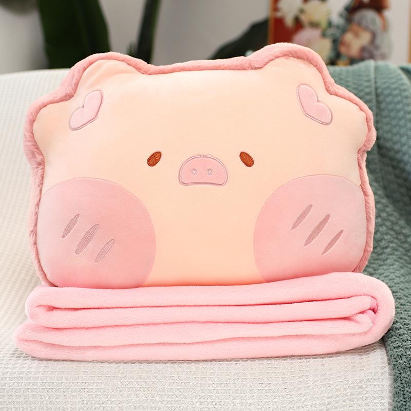 Cute Cartoon 3-in-1 Pillow Blanket: Backrest, Car, Office Nap Essential