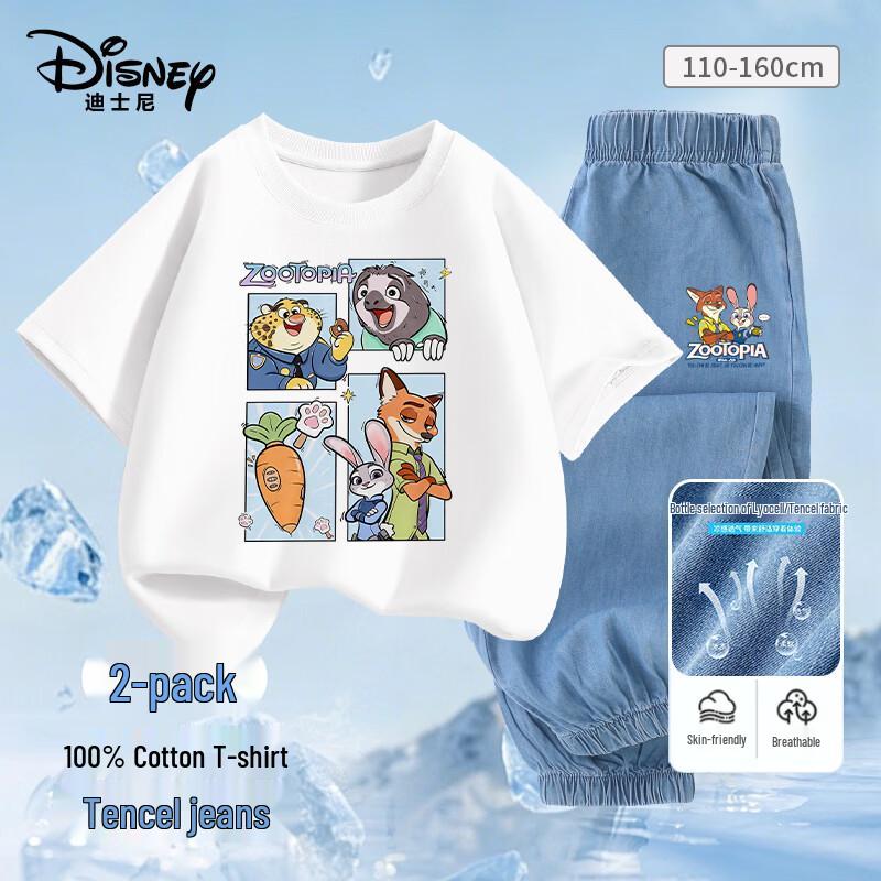 Летний комплект для мальчика Disney: футболка и джинсы из тенсела L