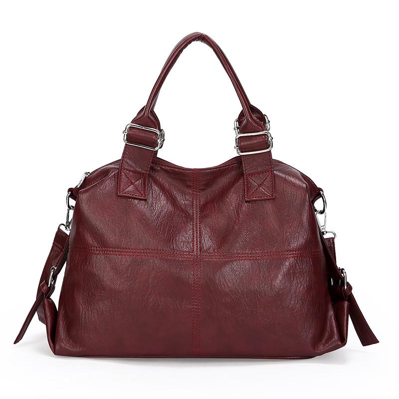 Retro Women's Bag Middle-aged and Elderly Women's Mother's Bag Single-shoulder Crossbody Handbag Soft Leather Bag