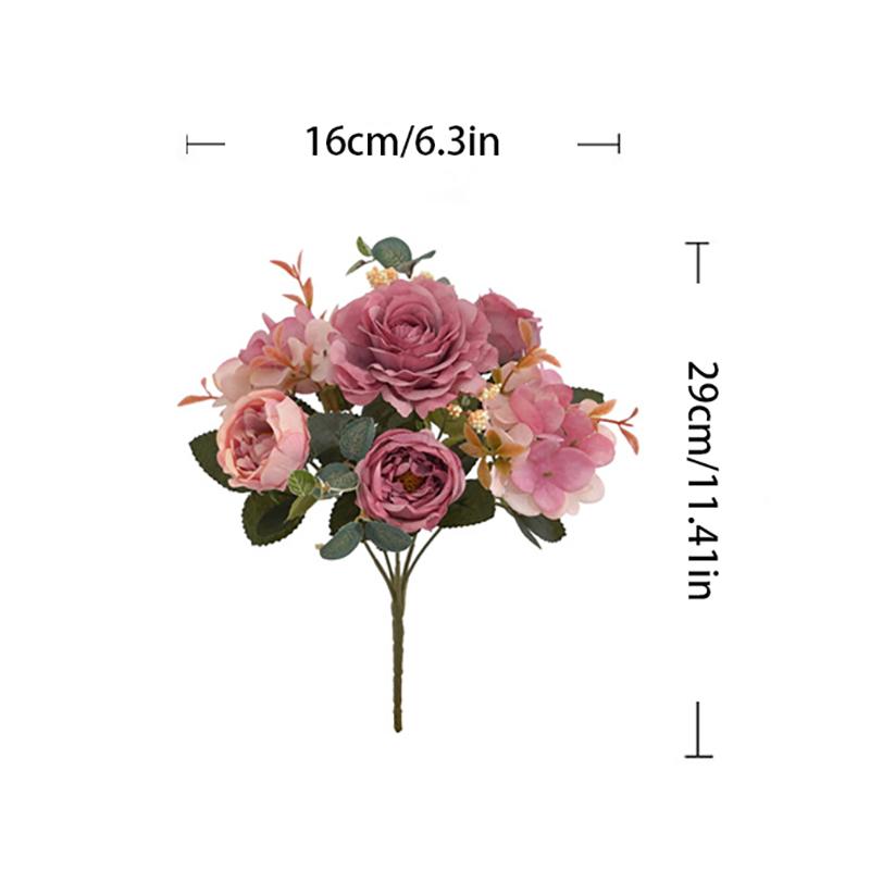 Sztuczna Róża 6-płatkowa Imitacja Kwiatów Bukiet Ślubny Ślub Boże Narodzenie Dekoracja Stołu w Salonie Do Wazonu Domowy DIY Sztuczny Pl