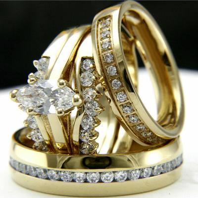 Three Sets Of Rings, Micro-Inlaid Horse Eye Zircon Set Engagement Ring, Simple Diamond Men'S Ring.