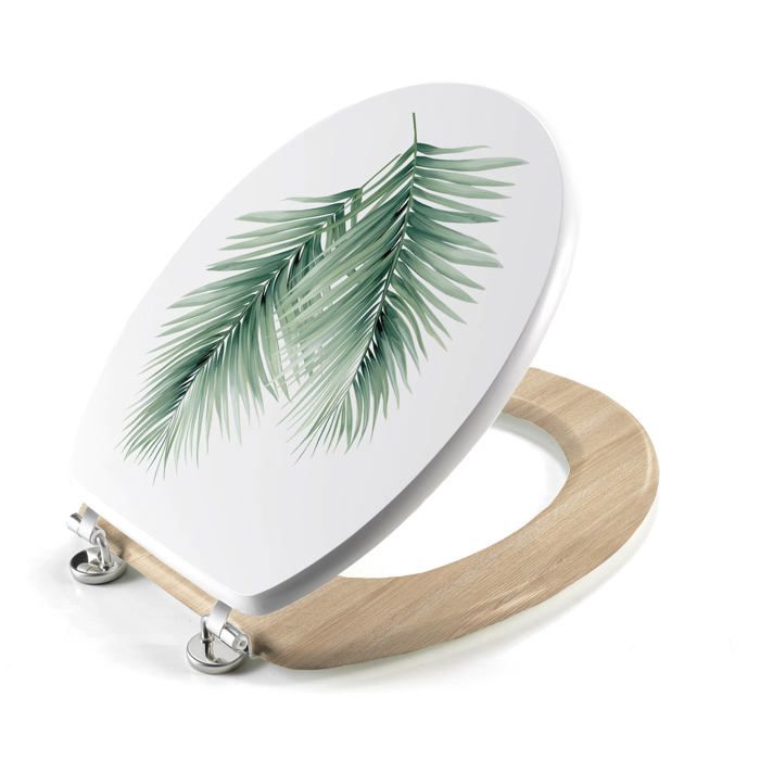 Abattant WC - Vagabonde - 37 x 46 cm - MDF Imprimé - Charnières Métal - Frein de Chute