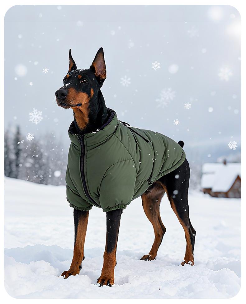 Waterproof Dog Jacket Adjustable Pet Winter Coat with Zipper, Christmas Puppy Snow Jacket Fleece Sweater for Medium Large Dogs