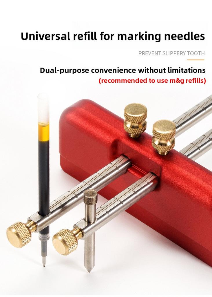 Woodworking Scriber, Double Rod Marking Tool, Aluminum Alloy DIY Marking Gauge