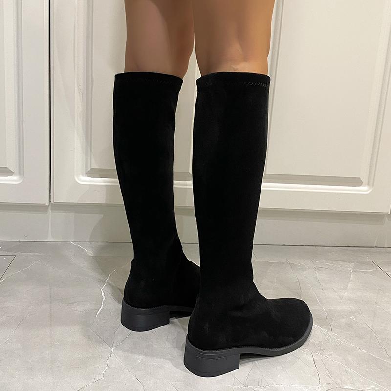 Fashion Winter Soft Leather Women Knee High Boots Fashion Back Zippers Modern Long Booties Designer Flats Botas De Mujer
