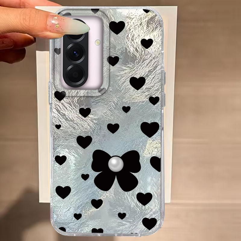 

For Samsung Galaxy A56 A16 A26 A36 A06 A55 A35 A25 A15 A12 A32 A22 A14 A54 M22 M12 Cute Pink Heart Bow Vortex Pattern Phone Case Galaxy A16