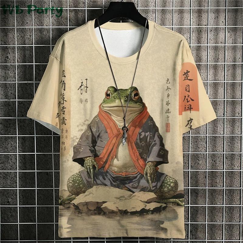 

Футболки с рисунком Ukiyo-E, летняя мужская одежда, мужская футболка с коротким рукавом и круглым вырезом, повседневная свободная футболка, мужские рубашки в японском стиле, топ 6XL