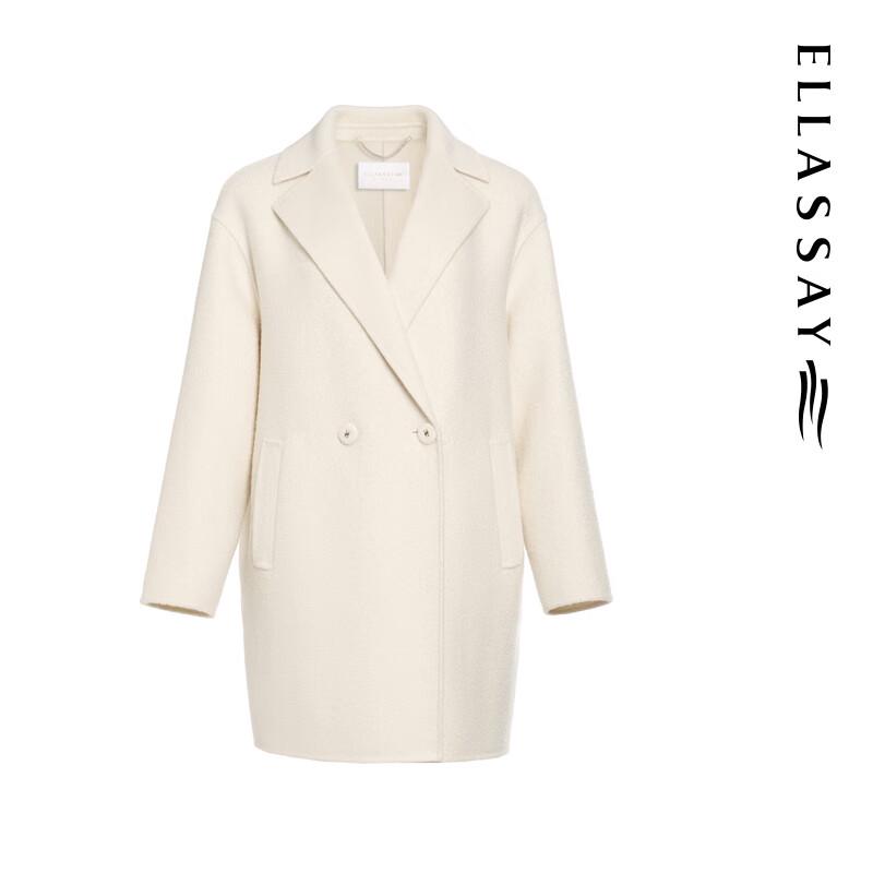 ELLASSAY Women's Elegant Pearlescent White Cashmere Blend Coat