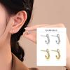 Real 925 Sterling Silver Fashion Cubic Zirconia Ear Studs Delicate Geometry Stud Earrings For Women Fine Jewelry