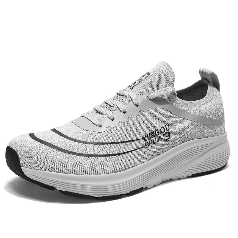 

Men s Shoes Breathable Running Sneakers Men Lightweight Comfortable Sports Shoes Walking Gym Thick Sole Training Shoes Man 46 сірий