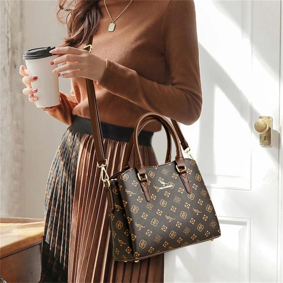 Stylish Women'S Bag Long-Lasting Leather With Comfortable Double Handles Removable Shoulder Belt Spacious And Versatile Function