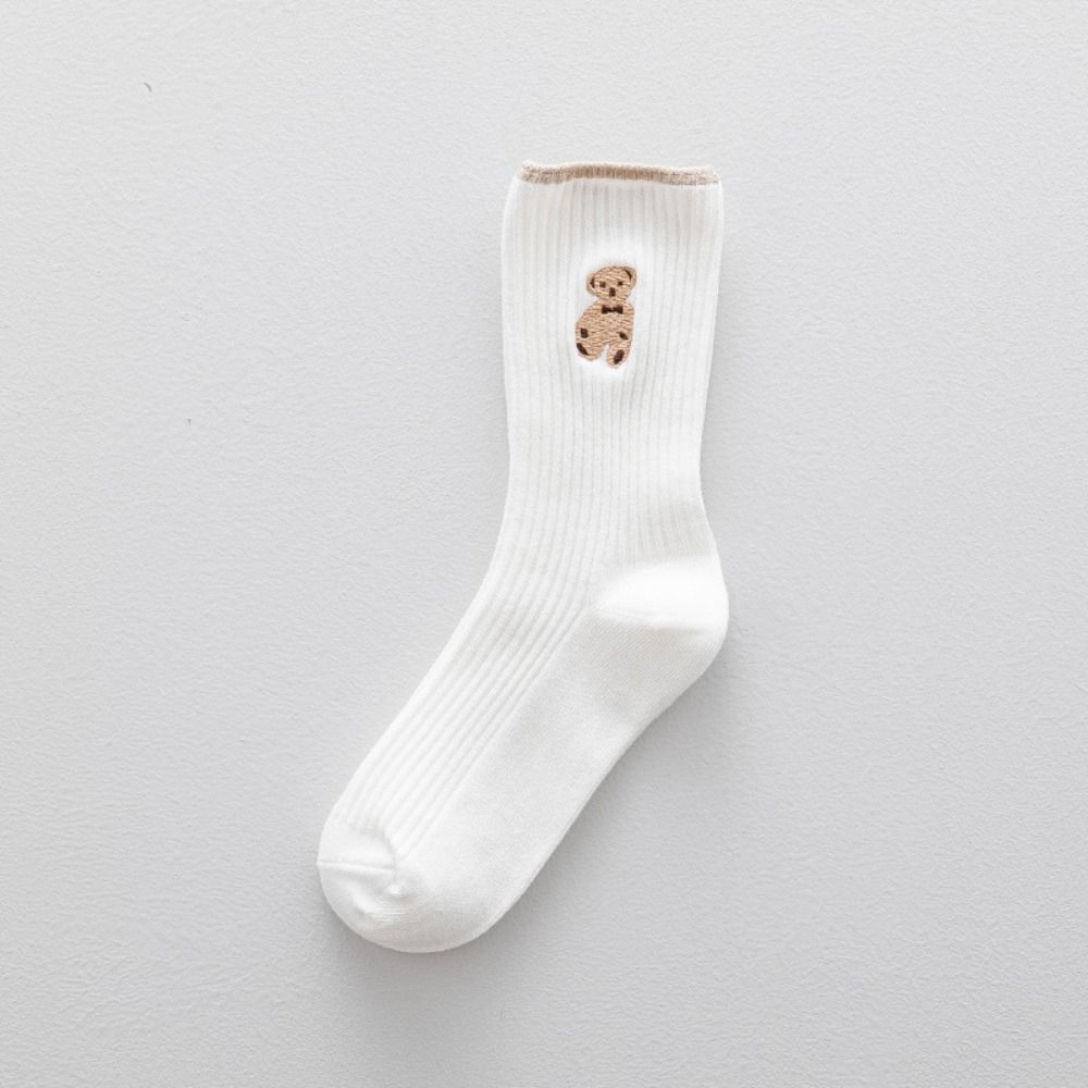 10Pairs Stripe Cute Bear Socks Cartoon Mid-Calf Socks Ins Tube Socks Women Women