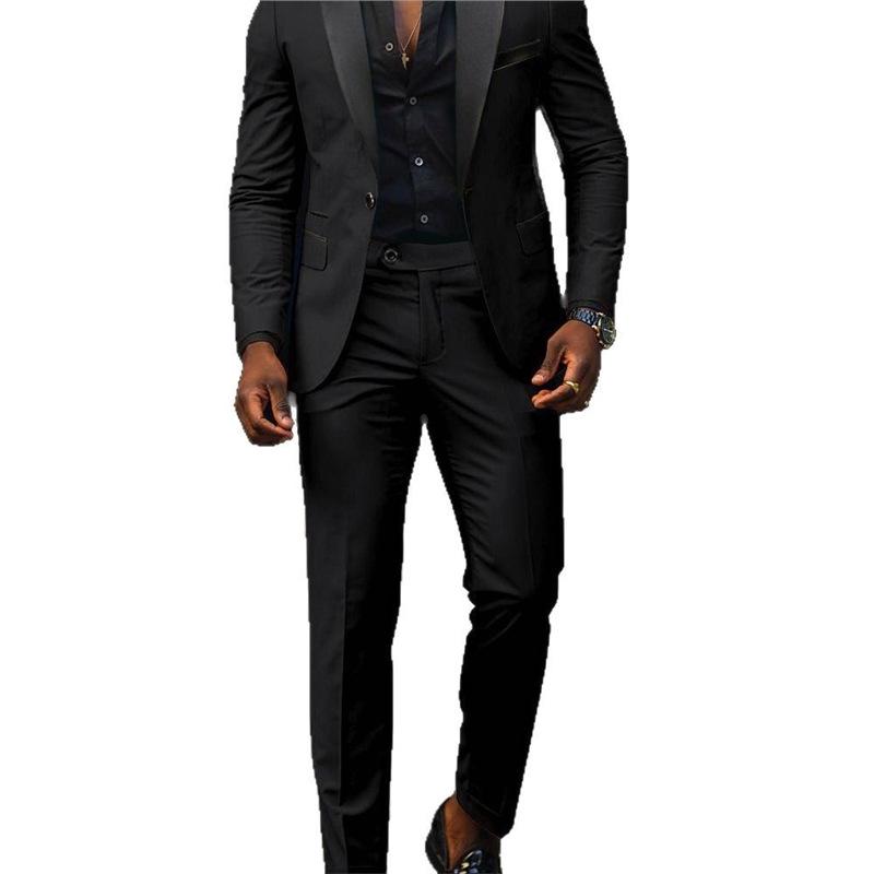 European & American Men's Business Casual Slim Fit Suit Set - Wedding Groom Two-Piece Outfit