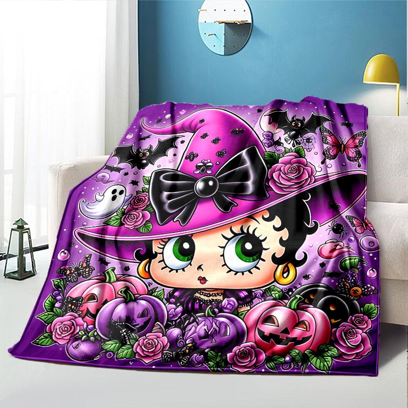 Betty Boop Pattern Blanket for Home Decoration, Bed, Sofa, Car Travel, Camping, Suitable for All Seasons, Birthday Christmas Gift