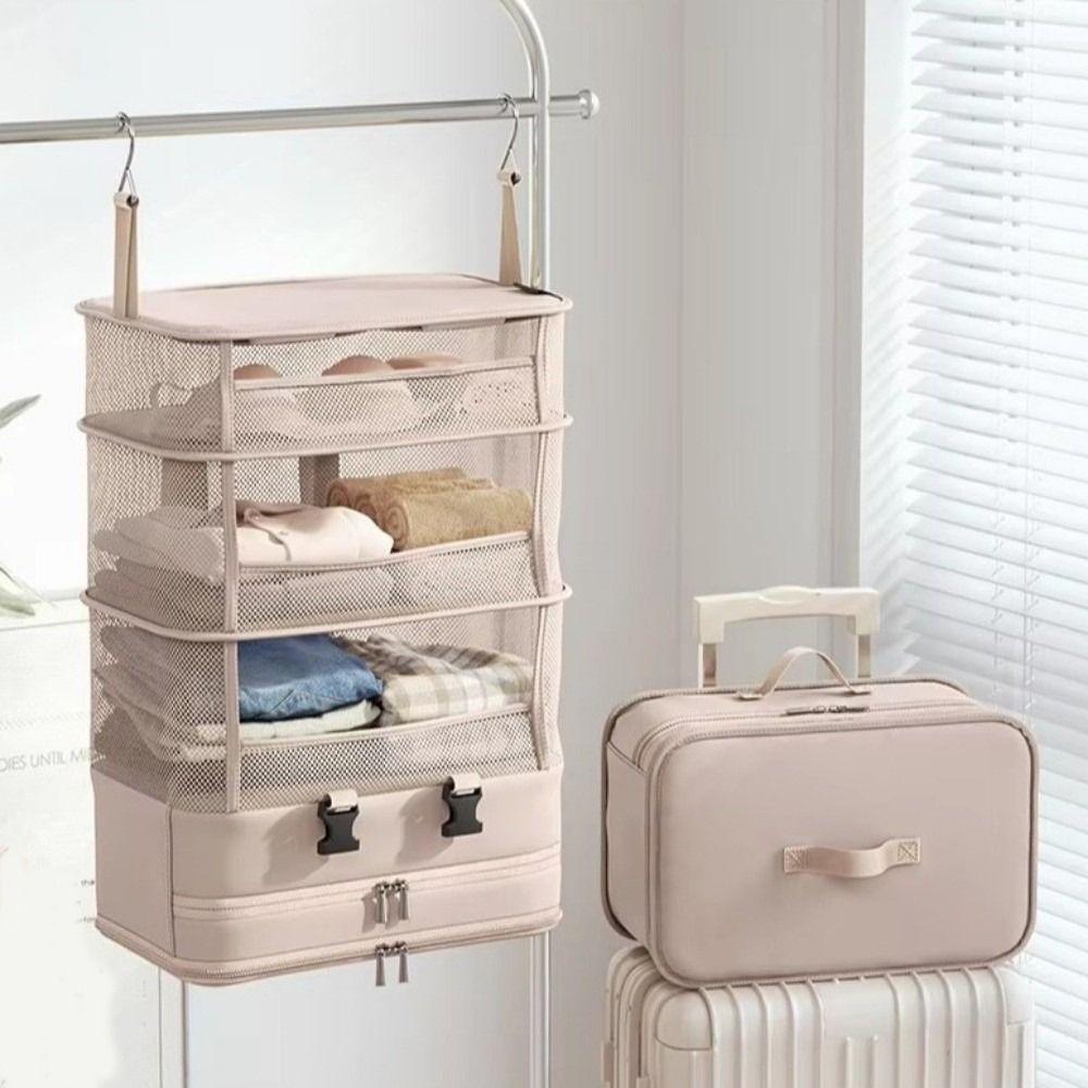 Multi Layered Hanging Clothes Storage Bag Foldable Clothing Organizer Wardrobe Organization
