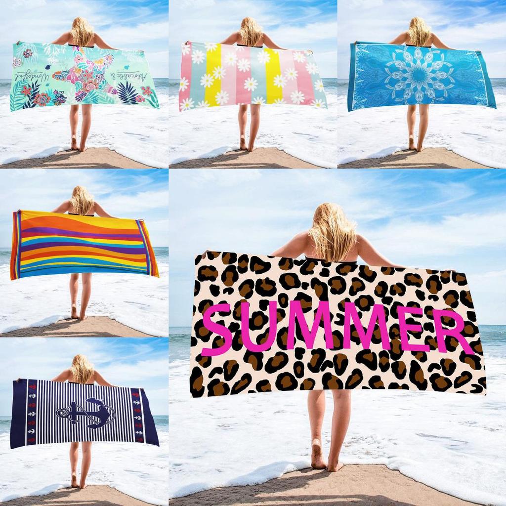 Printed Microfiber Beach Towel With High Water Absorption For Beach And Outdoor Activities