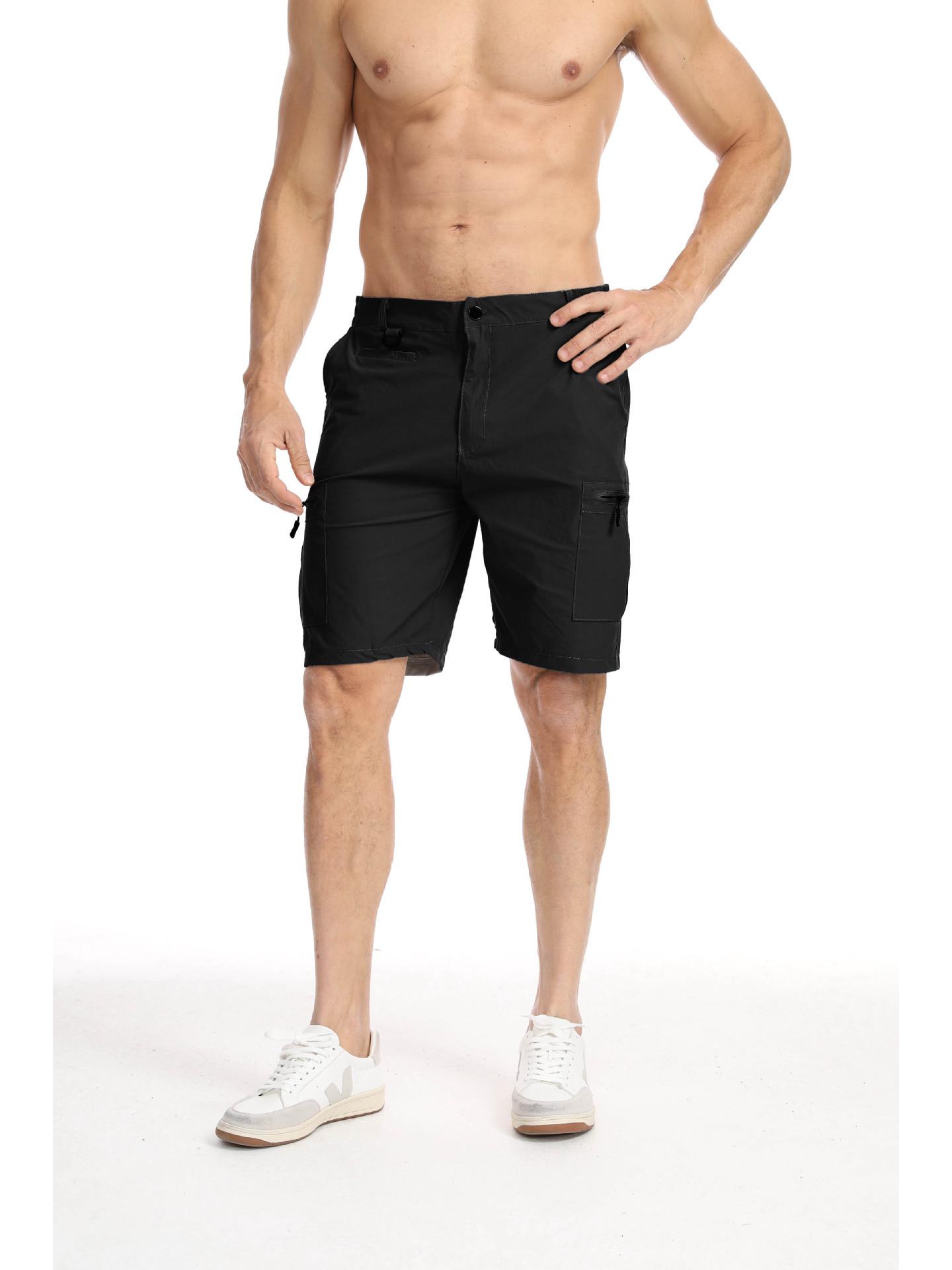 

Мужские быстросохнущие шорты-карго для хайкинга с несколькими карманами, 2024: Дышащий, Водонепроницаемый и Повседневный M чёрный