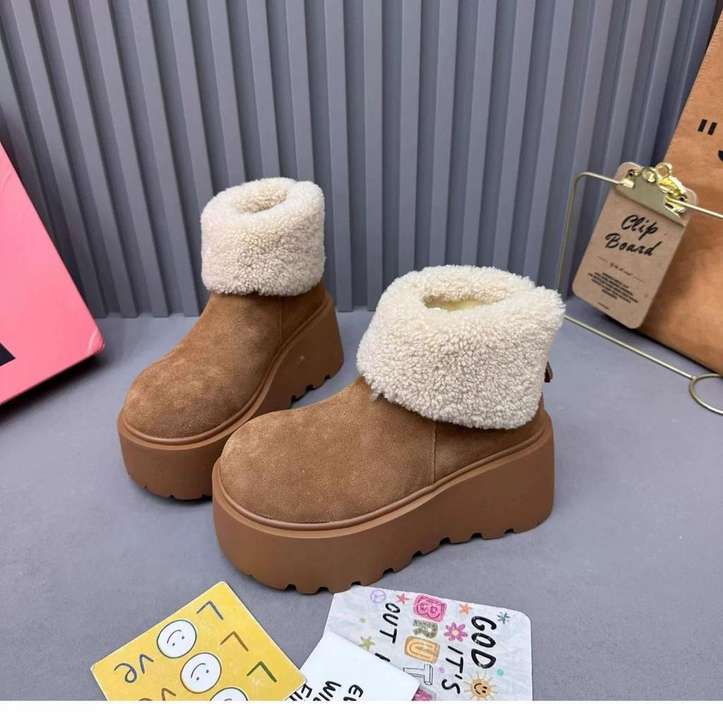 Hair-increasing snow boots Children's year-old piled thickened-soled mango-headed Birkenstock cotton shoes