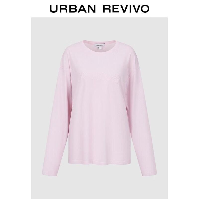 UR2026 Women s Urban Pastel Letter Embroidery Long Sleeve T-Shirt M